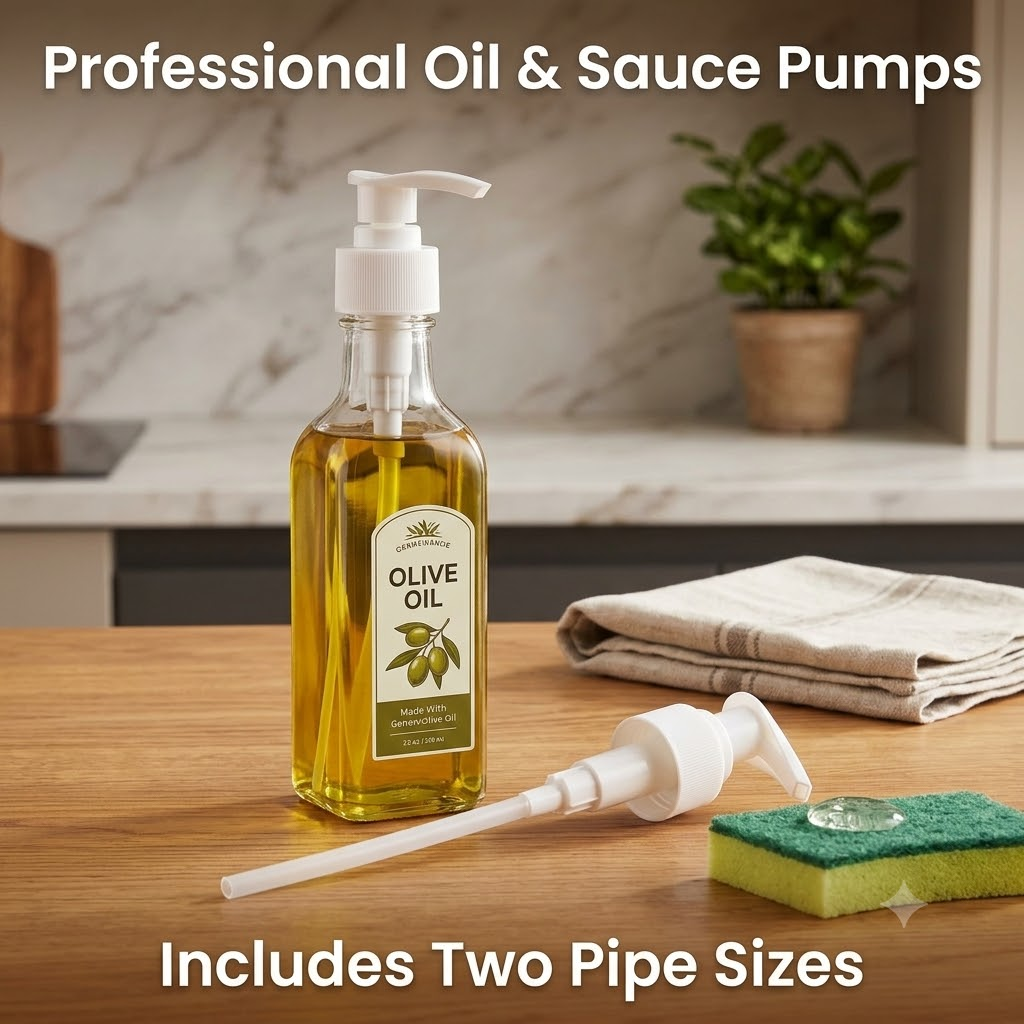 Oil Bottle Pressure Pump Nozzle for Oyster Sauce & Liquids – Includes 2 Pipes