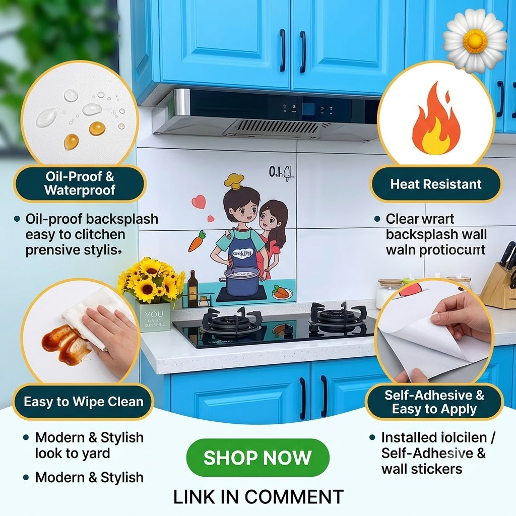 Self-Adhesive Kitchen Backsplash Wall Sticker – Oil-Proof, Waterproof & Heat-Resistant