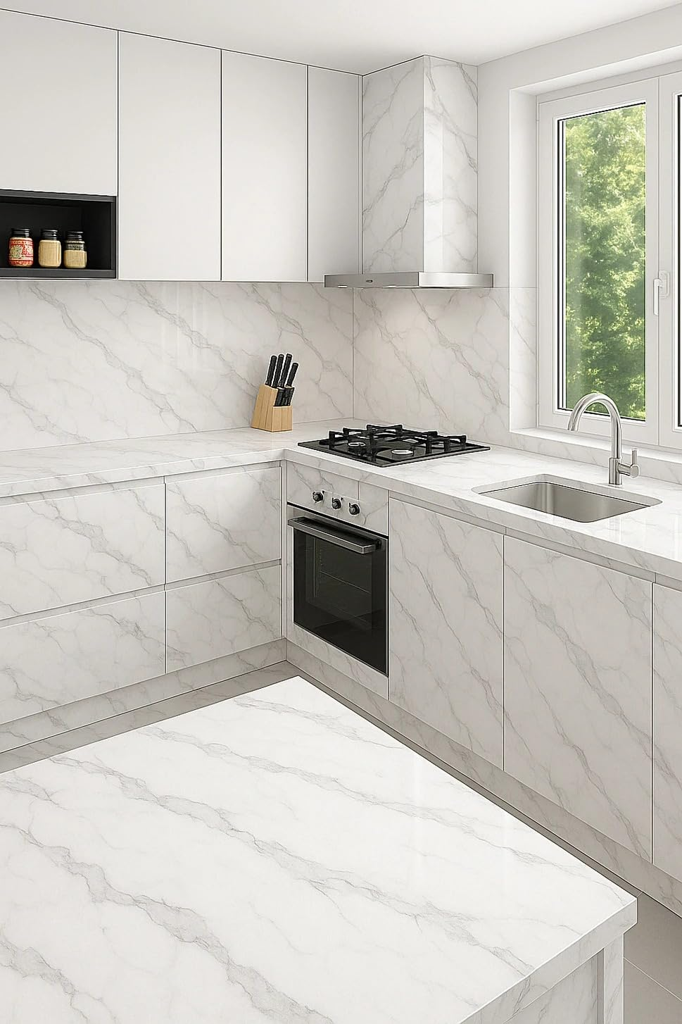 Set of 10 Self-Adhesive Marble / Greynite Finish Wallpaper Sheets – 60 × 30 cm
