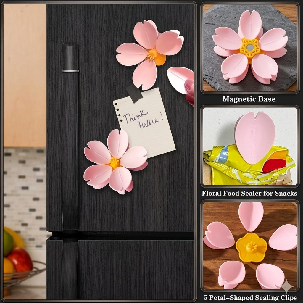 Flower Shaped Food Sealing Clips with Magnetic Base