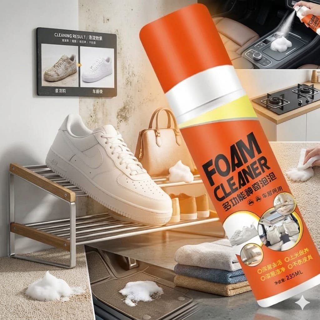 Multipurpose Foam Cleaner – Multi-Surface Cleaning Foam for Home, Car & Shoes