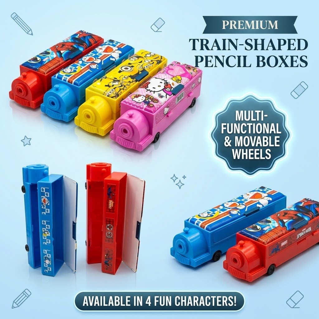 Creative Metal Pencil Case Train Shape – Multi-Functional Pencil Box