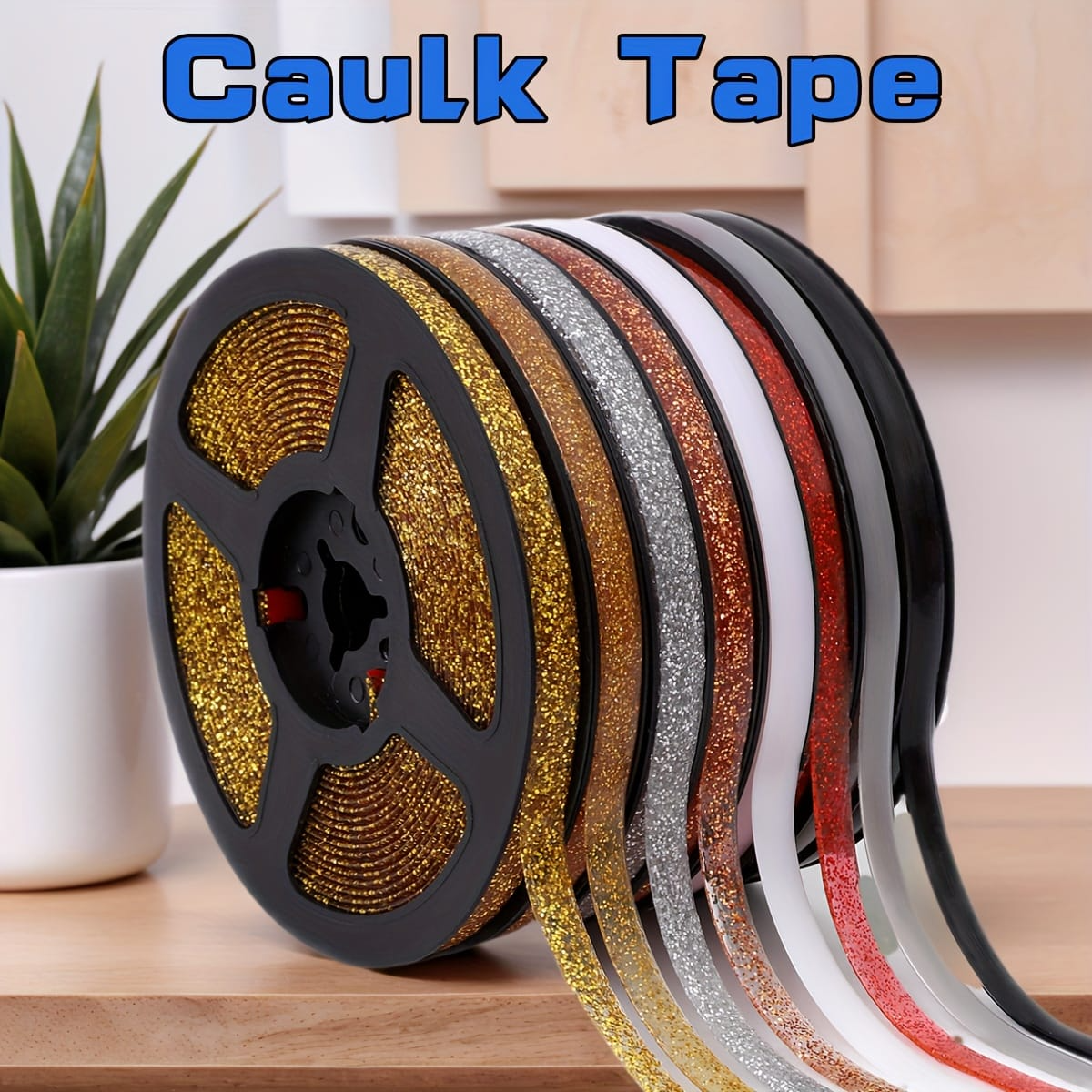 Self-Adhesive Decorative Sealing Tape Caulk Strip Tape for Kitchen Sink – 5mm x 5m, Silver & Golden