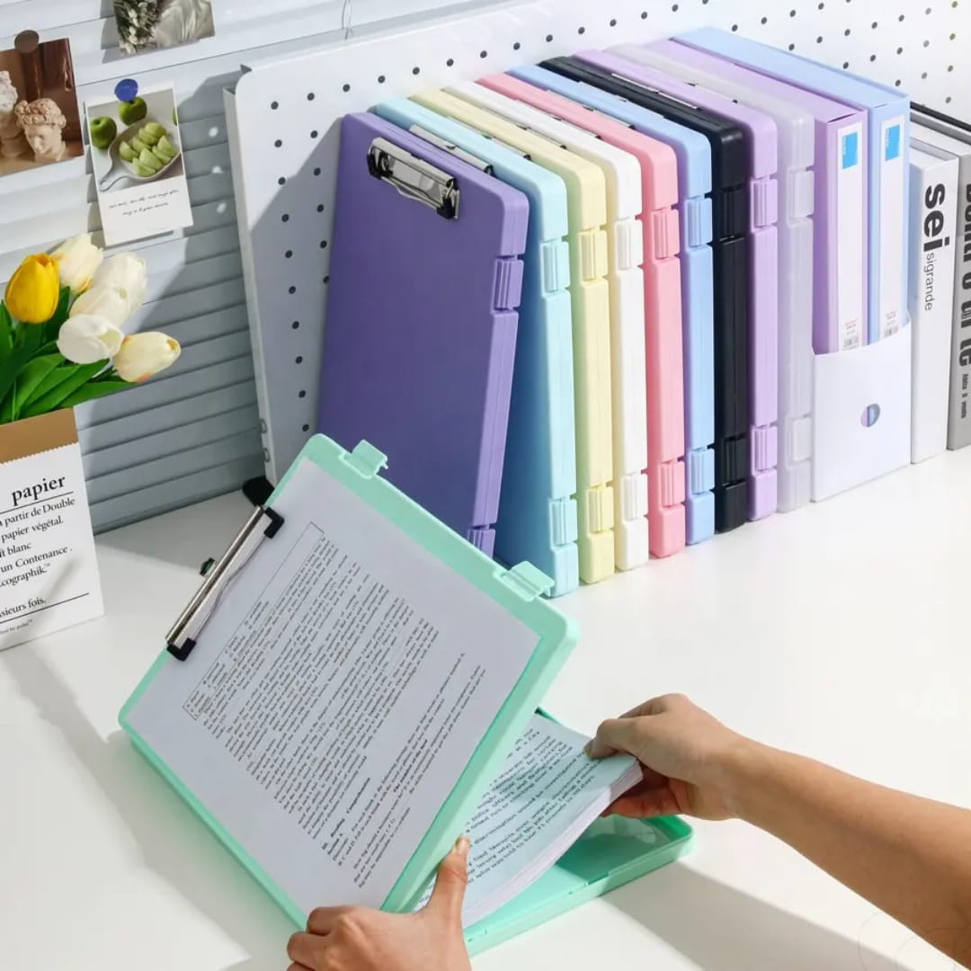 A4 Portable Document Storage Clipboard Case with Clip