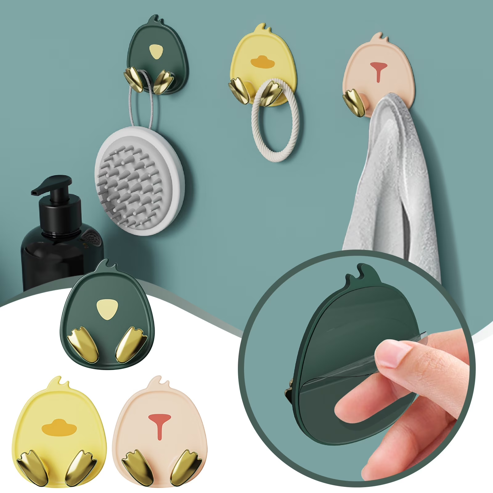 Set of 4 Bird Shaped Self Adhesive Wall Hooks – Decorative Multipurpose Hooks for Kitchen & Bathroom