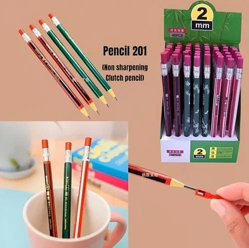 Set of 3 Wooden Look 2mm Mechanical Pencils – Non-Sharpening Clutch Pencils