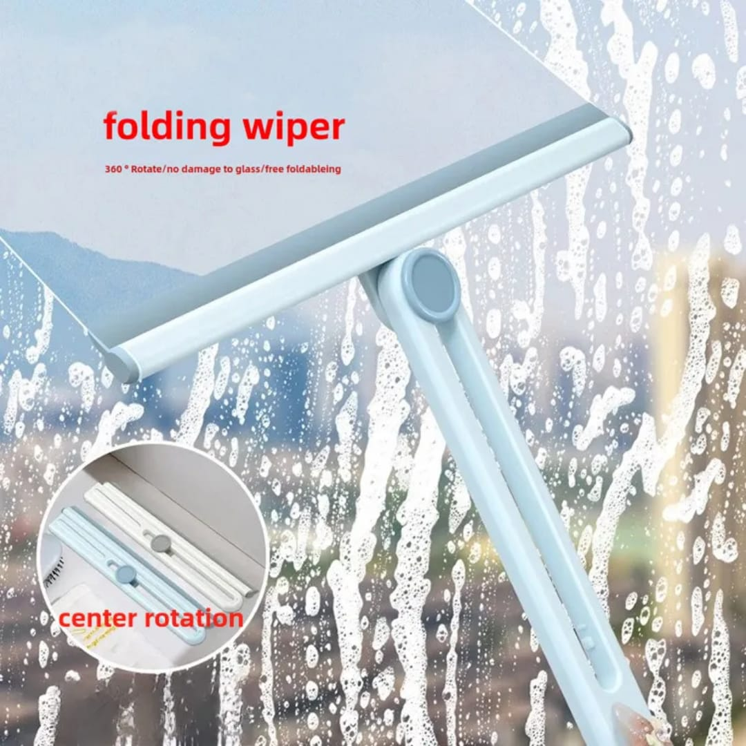 360° Rotating Foldable Glass Wiper – Window Cleaning Squeegee for Bathroom & Home