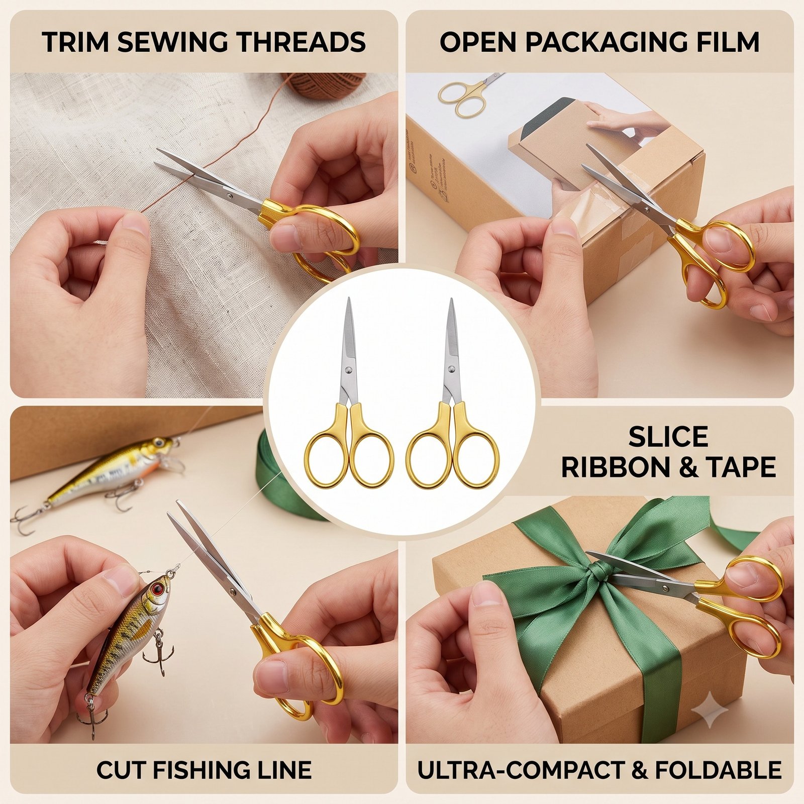 Compact Folding Scissors for Sewing, Crafts & Travel – Pack of 2