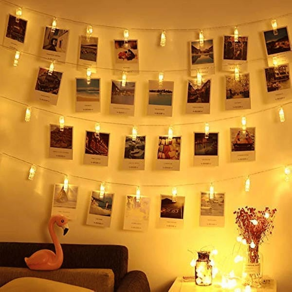 LED Photo Clip String Lights with 12 Clips – Warm White Decorative Fairy Lights