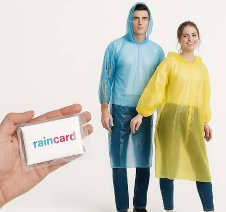 Pack of 5 Disposable Rain Cards – Pocket Size Emergency Raincoat Ponchos