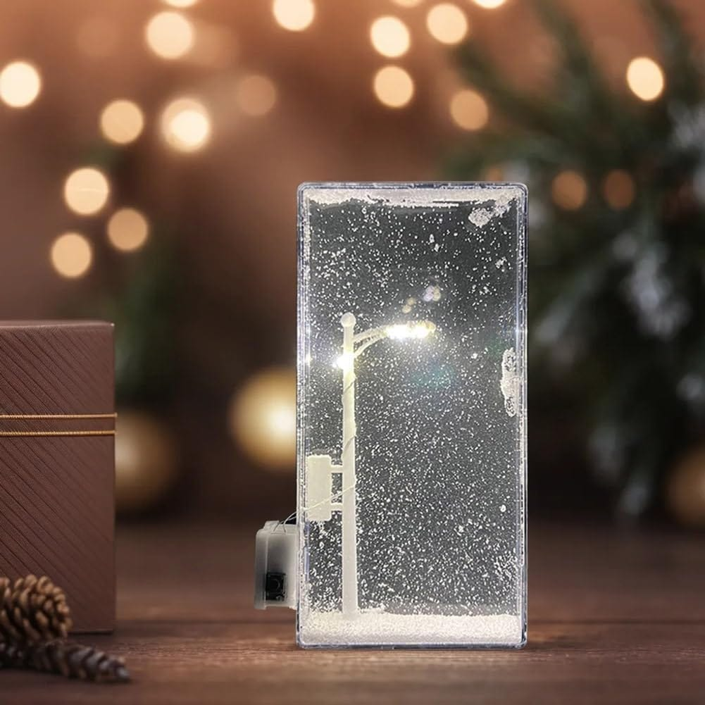 Snowy DIY Street Lamp – LED Glowing Snowfall Night Light & Decorative Table Lamp