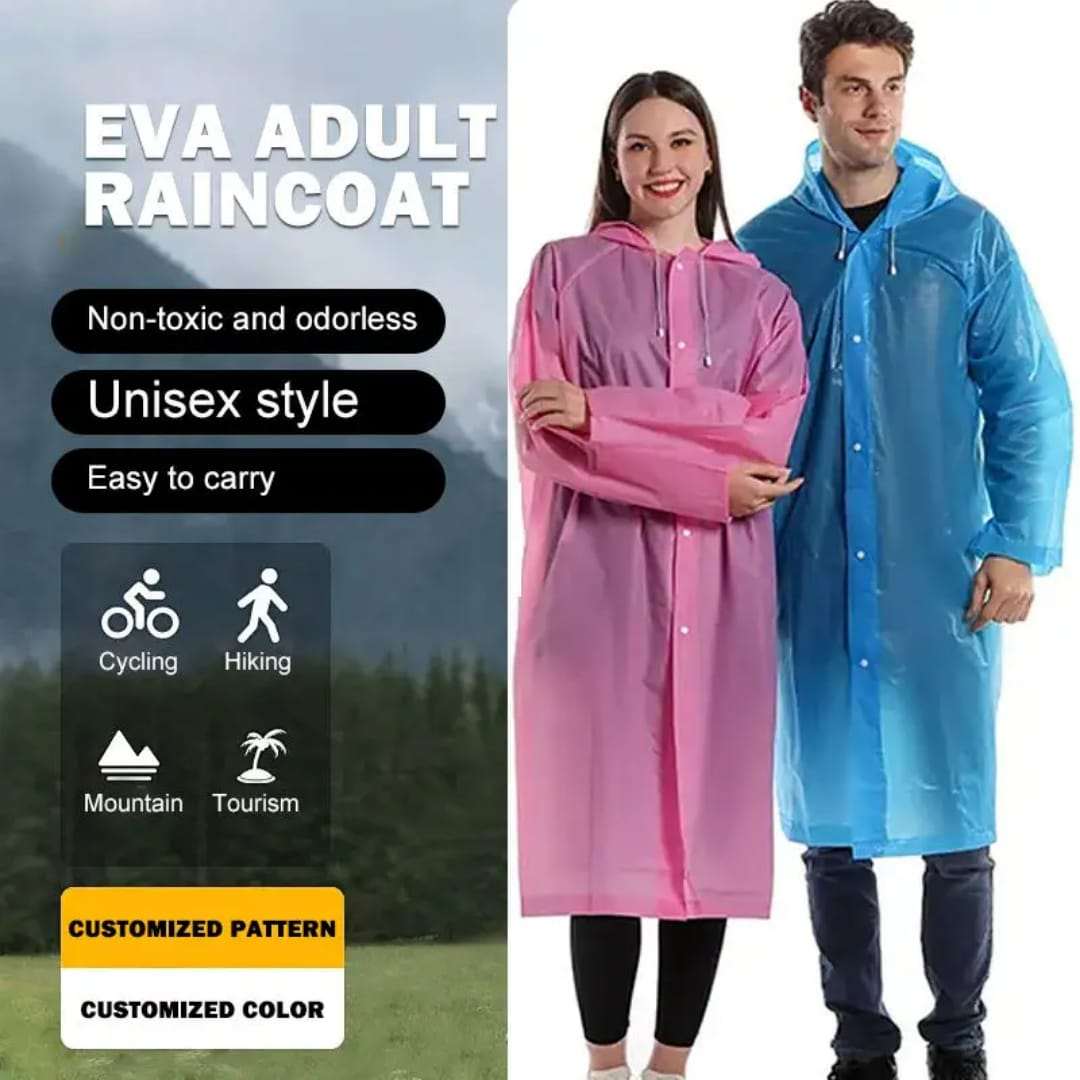 EVA Raincoat 150GMS for Adults – Unisex Hooded Waterproof Rain Coat