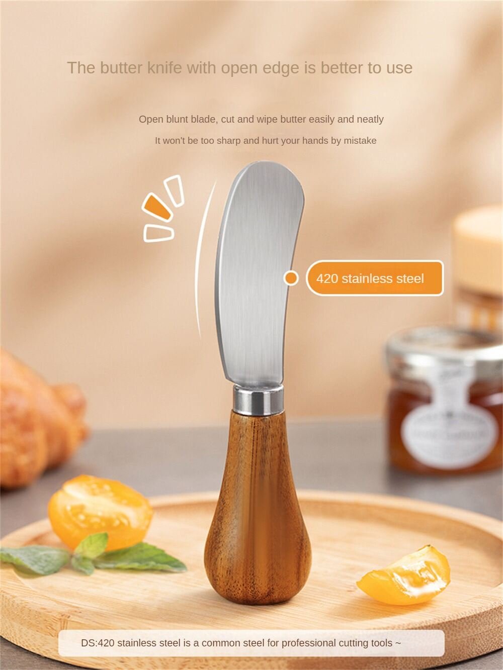 Mini Butter Knife with Wooden Handle – Compact & Useful for Travelling
