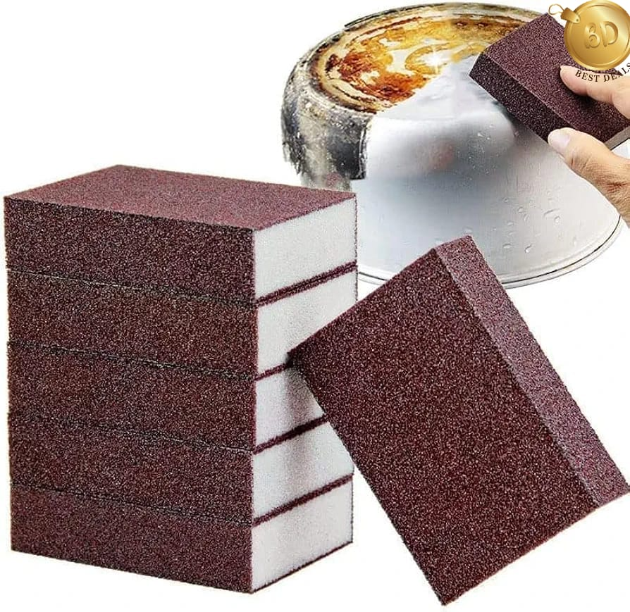 Set of 4 Kitchen Magic Brown Emery Scrub Sponge – Heavy-Duty Pot & Pan Cleaning Scrubber