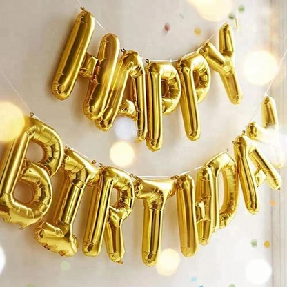 Happy Birthday Gold Foil Letter Balloons – Birthday Party Decoration - Image 3