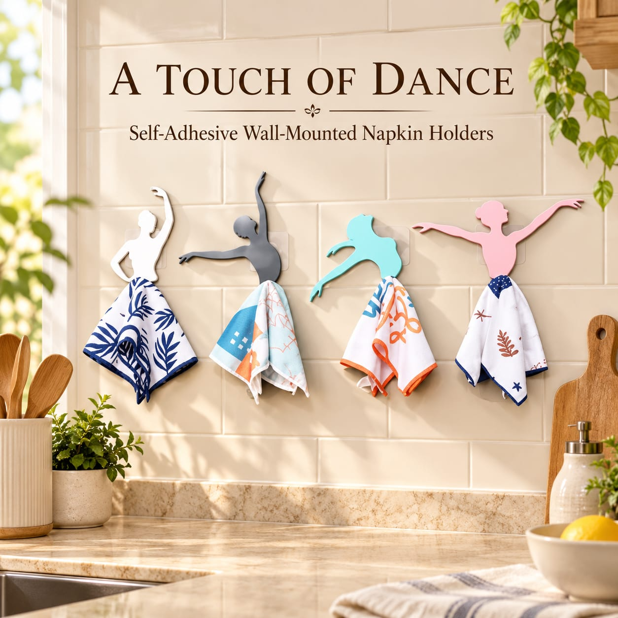 Ballet Style Self Adhesive Wall Hook – Decorative Ballerina Towel & Key Holder for Home