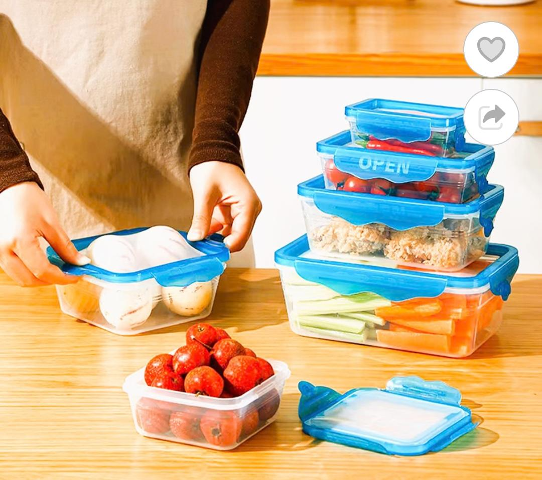 6-Piece Food Storage Container Set with Stretchable Silicone Lids | Kitchen & Fridge Organiser