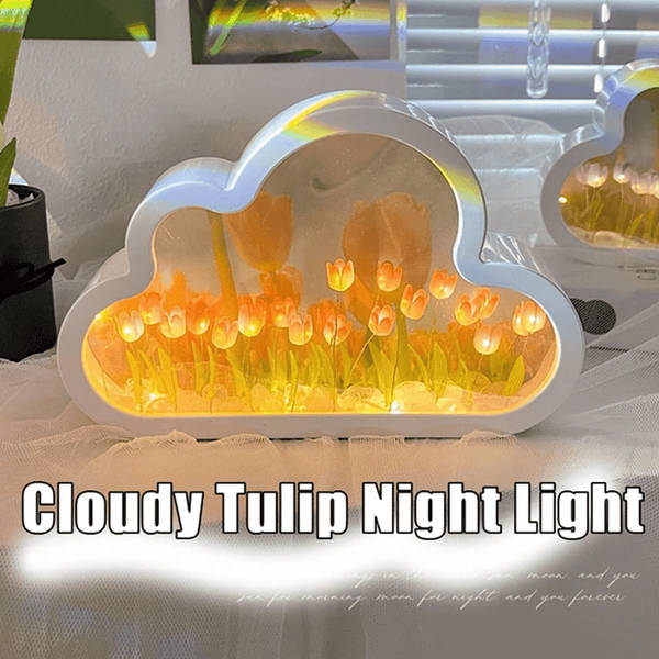 DIY Cloud Tulip LED Table Lamp – Decorative Flower Night Light for Bedroom & Home Decor