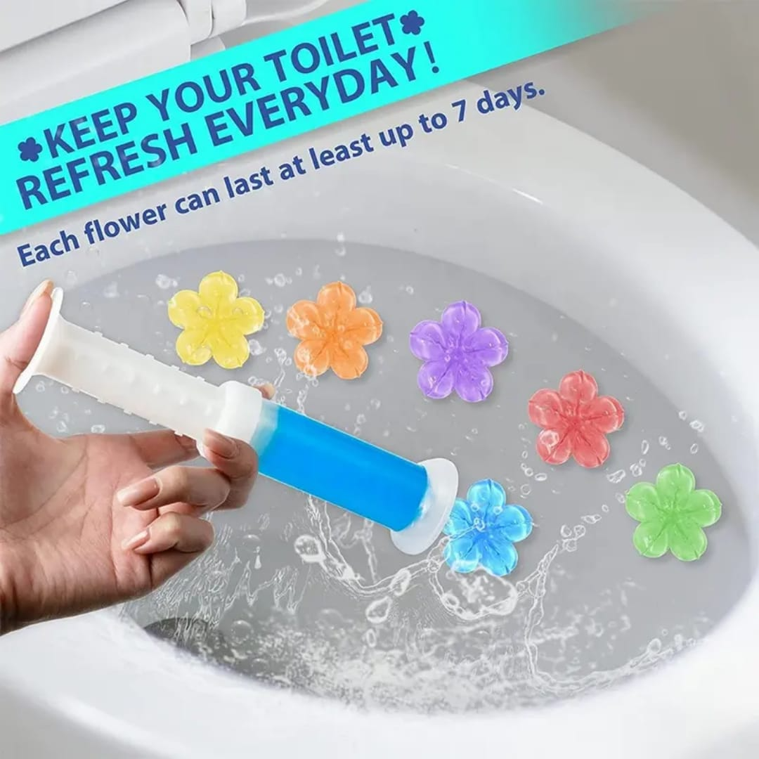 Fresh-O-Gel Toilet Bowl Cleaner Gel – Flower Gel Stamp Toilet Freshener with Applicator