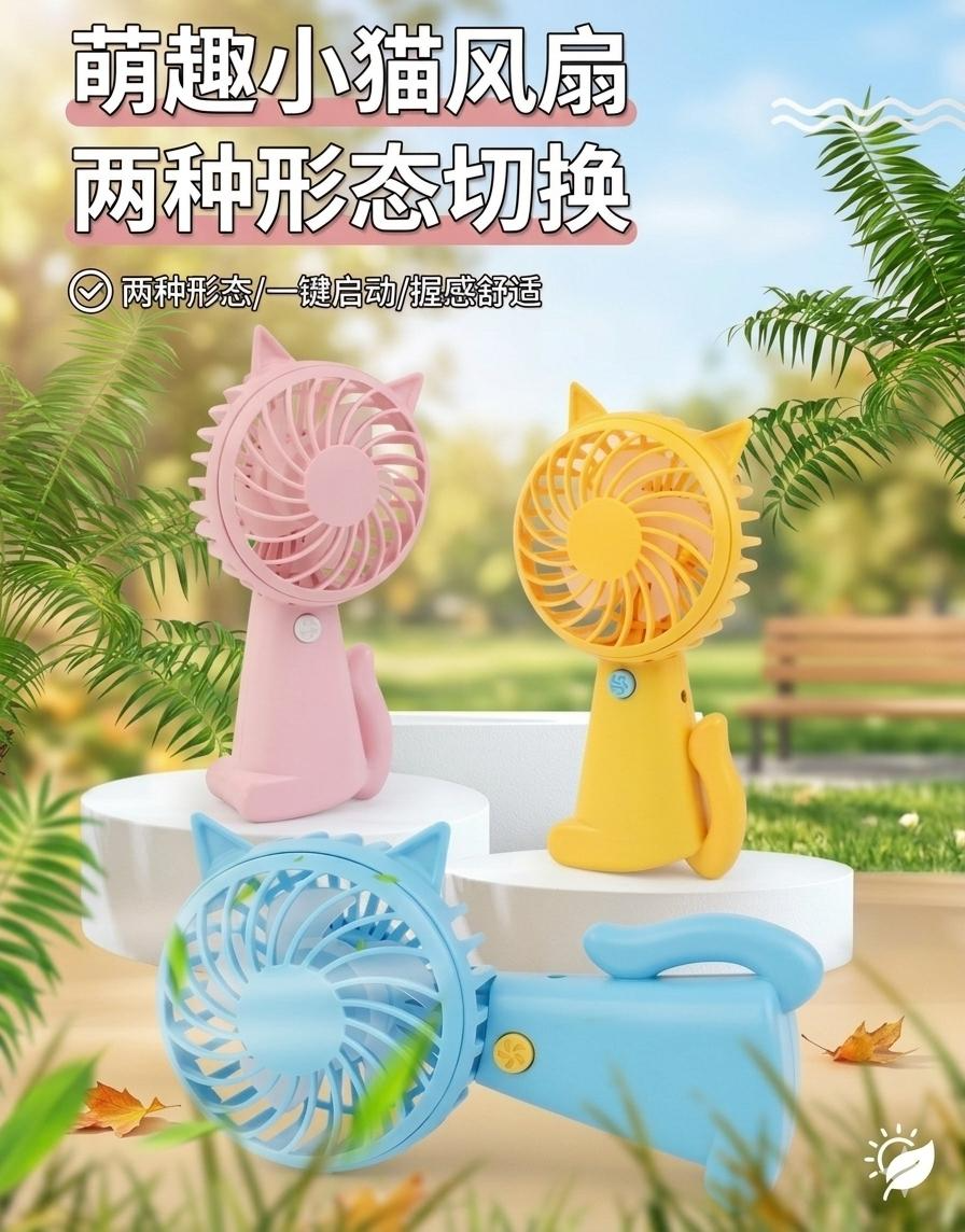USB Rechargeable Cat Ear Mini Fan – Cute Portable Handheld & Desktop Fan