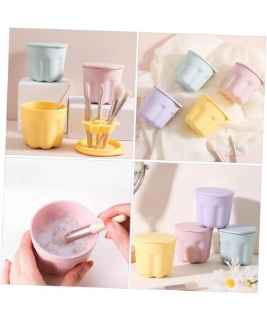 Silicone Makeup Brush Cleaning Bowl with Brush Holder – Portable Cosmetic Brush Washer & Drying Rack | Assorted Colors