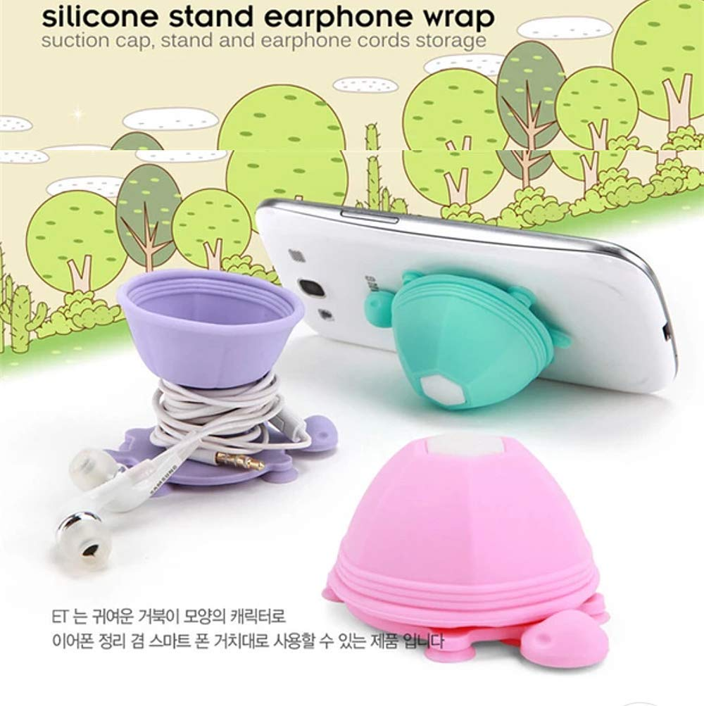 Silicone Tortoise Earphone Winder & Mobile Phone Stand
