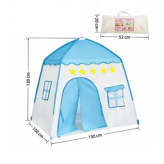 Kids Indoor Play Tent House – 210D Oxford Cloth Children's Playhouse with Curtain Entrance | Blue - Image 3