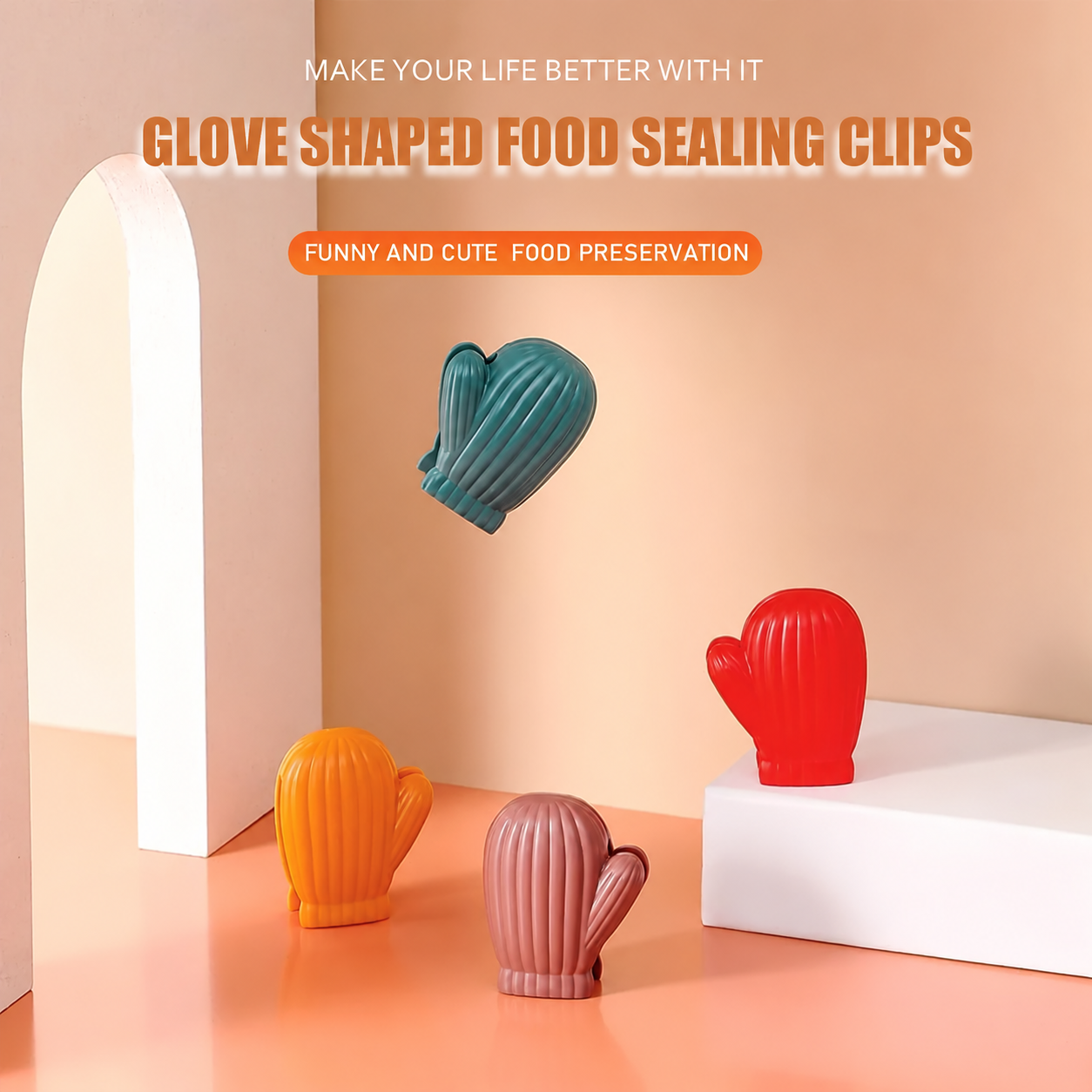 Glove Shaped Food Sealing Clips – Set of 2 | Cute Kitchen Bag Clips