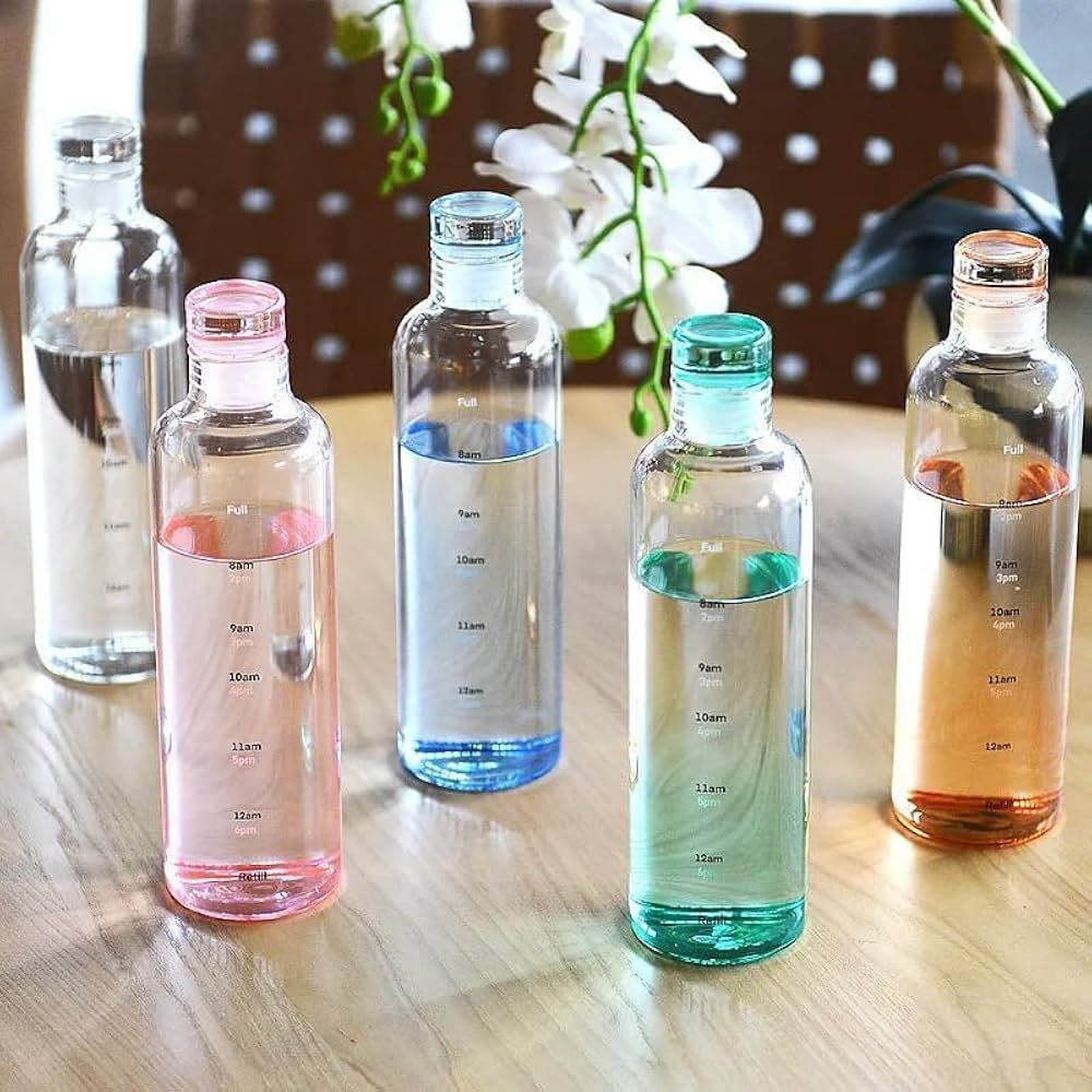 500ml Glass Water Bottle with Time Marker – Reusable Hydration Bottle