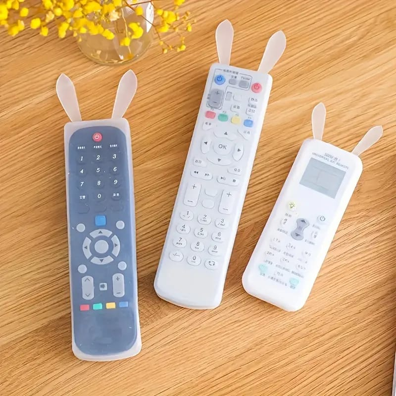 Rabbit Silicone Remote Control Cover Set of 3 – Cute Bunny Ear Protective Covers for TV & AC Remotes