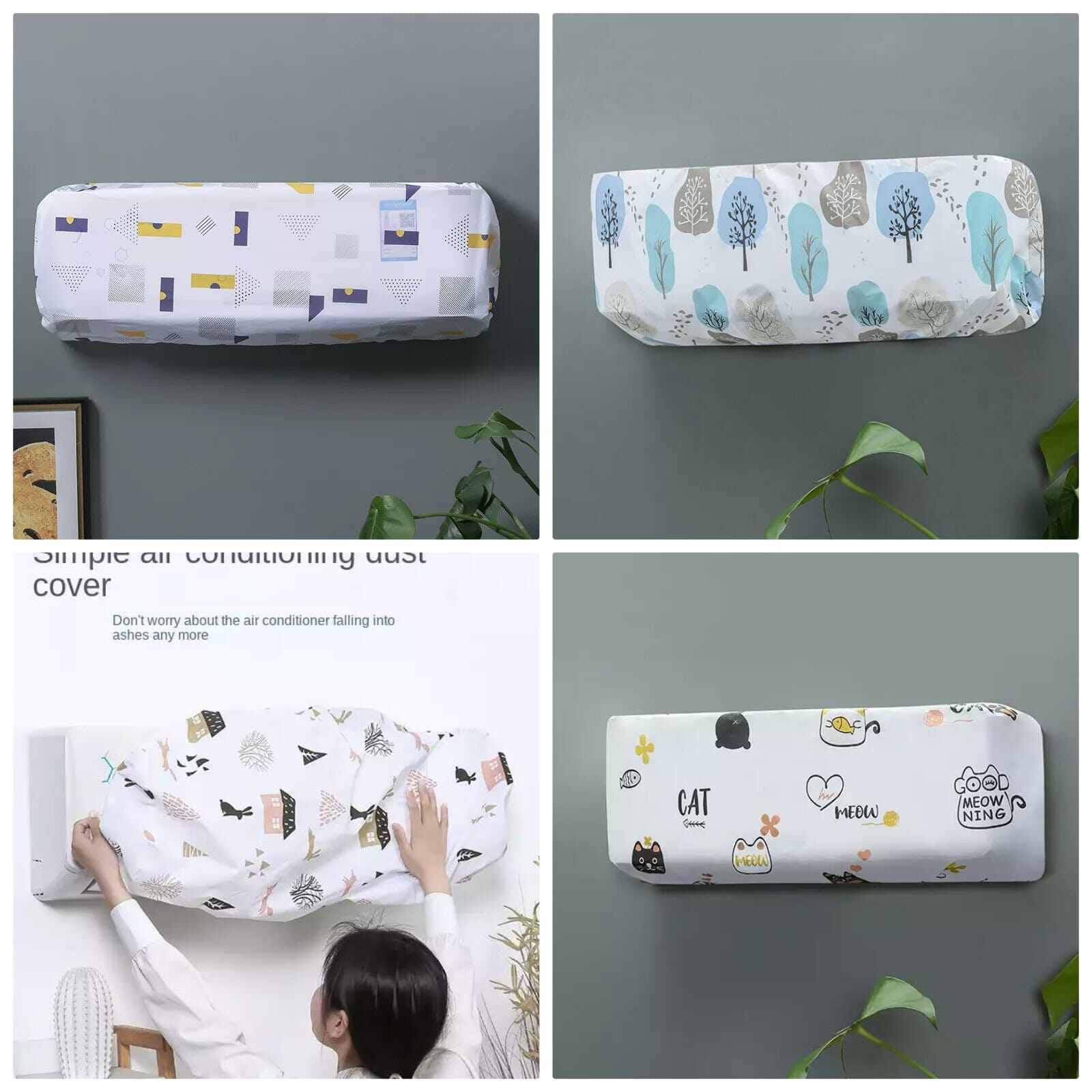1.5 Ton Split AC Cover – Washable PVC Air Conditioner Dust Protection Cover, Printed Design