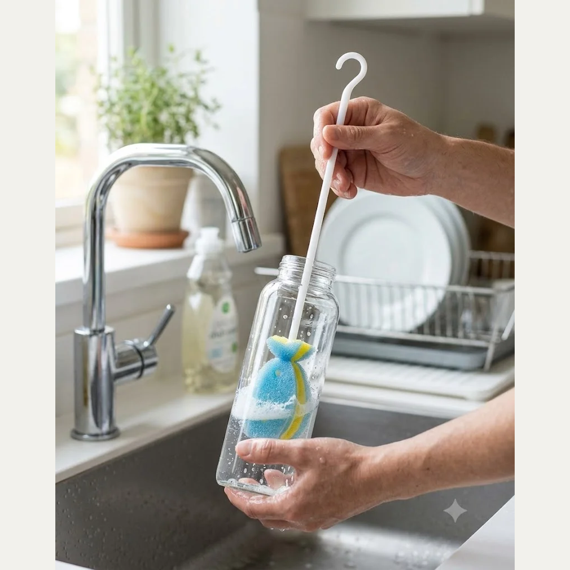 Set of 2 Sponge Bottle Cleaner Brushes – Long Handle Bottle Cleaning Brush