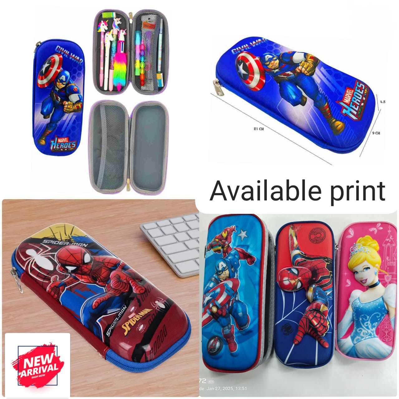 3D Pencil Box for Kids – Cartoon Printed Hard Shell Pencil Case with Zipper